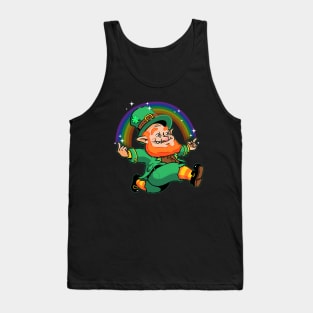 Leprechaun Middle Finger Up Luck You Rainbow St. Patrick's Day Tank Top